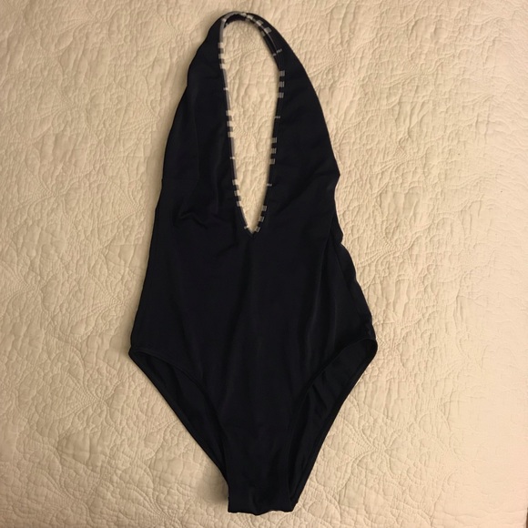 blue burberry swimsuit